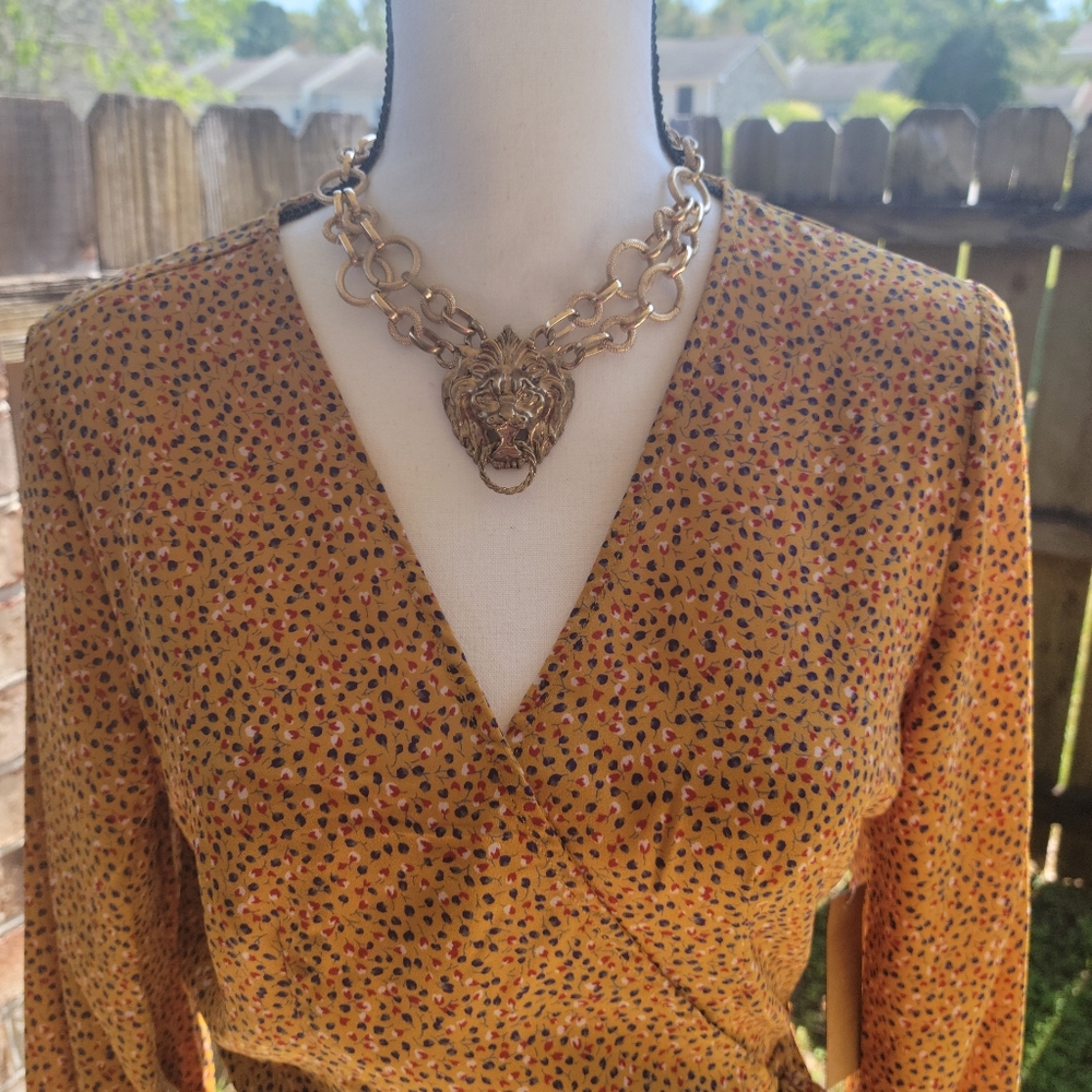 Mustard Ruffle Wrap Dress - Picture 5 of 8